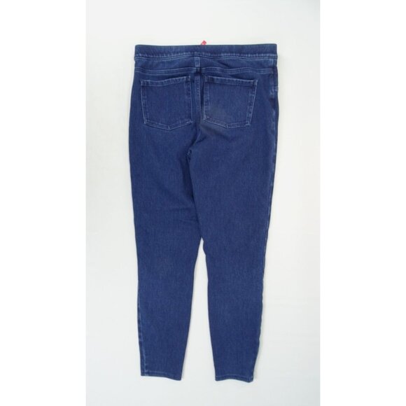 Spanx Ankle Skinny Jeans Sz L Pull On Stretch Dark Wash Tapered Leg - Picture 6 of 10